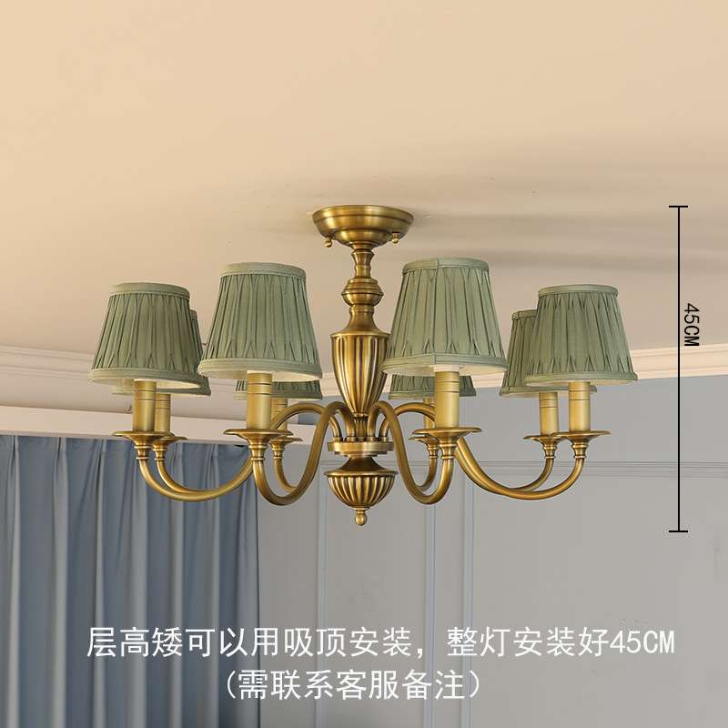 美式简约蜡烛客厅全铜吊灯现代北欧田园个性餐厅书房卧室楼梯灯具