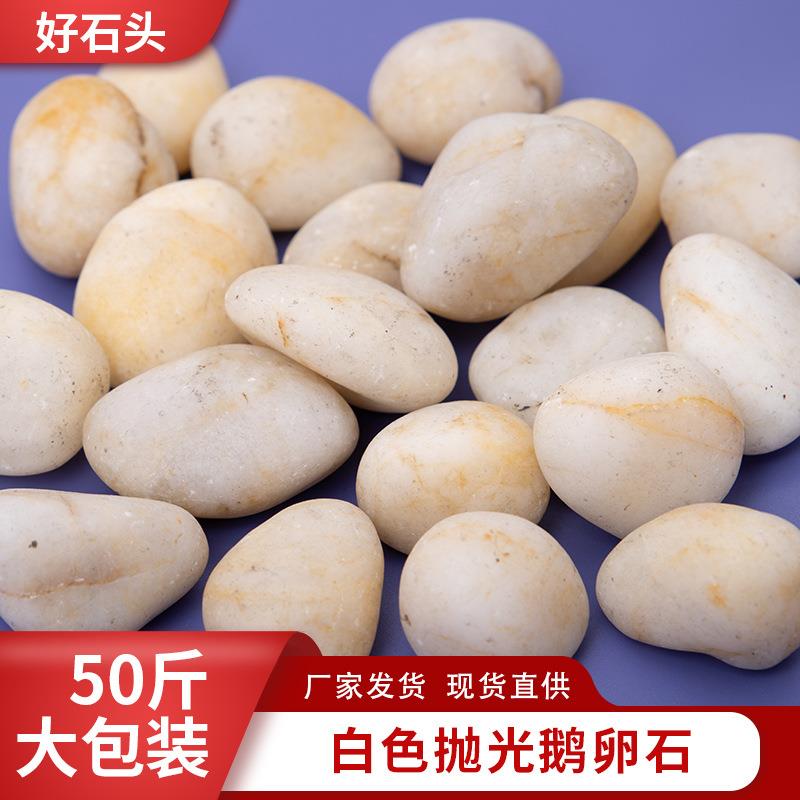 白色抛光鹅卵石南京园林景观庭院装饰高抛雨花石园艺造景铺路石头