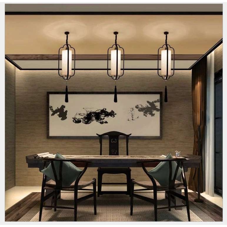 新中式餐厅吊灯仿古现代简约LED餐吊灯饰创意厨房吧台茶楼梯灯具
