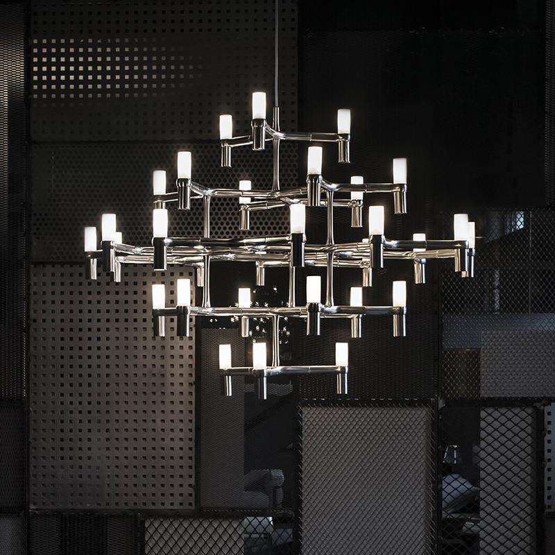 楼梯吊灯后现代复式公寓灯饰挑高跃层北欧别墅挑空客厅餐厅大吊灯