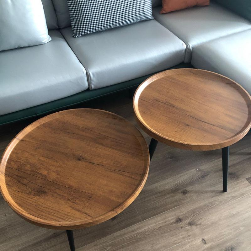 小户型客厅茶几简约现代家用圆形茶几轻奢欧式沙发边角几飘窗茶桌