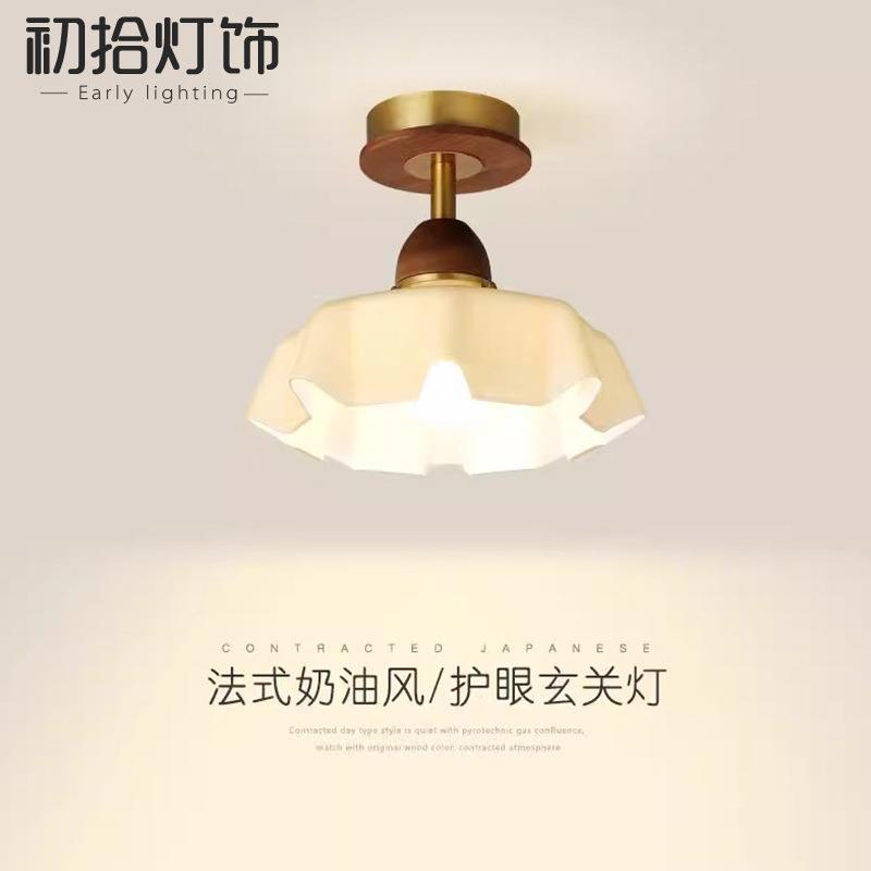 北美黑胡桃木过道灯玻璃走廊灯阳台玄关吸顶灯现代简约衣帽间灯具