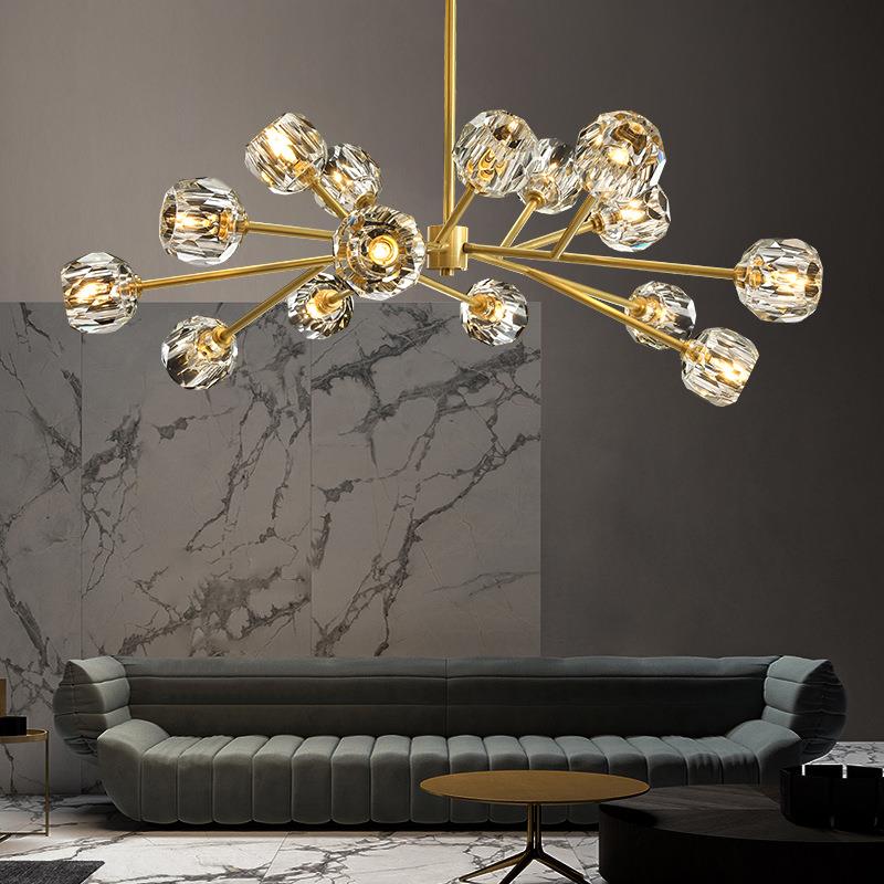 客厅吊灯网红水晶魔豆后现代简约北欧餐厅轻奢全铜分子灯卧室灯具