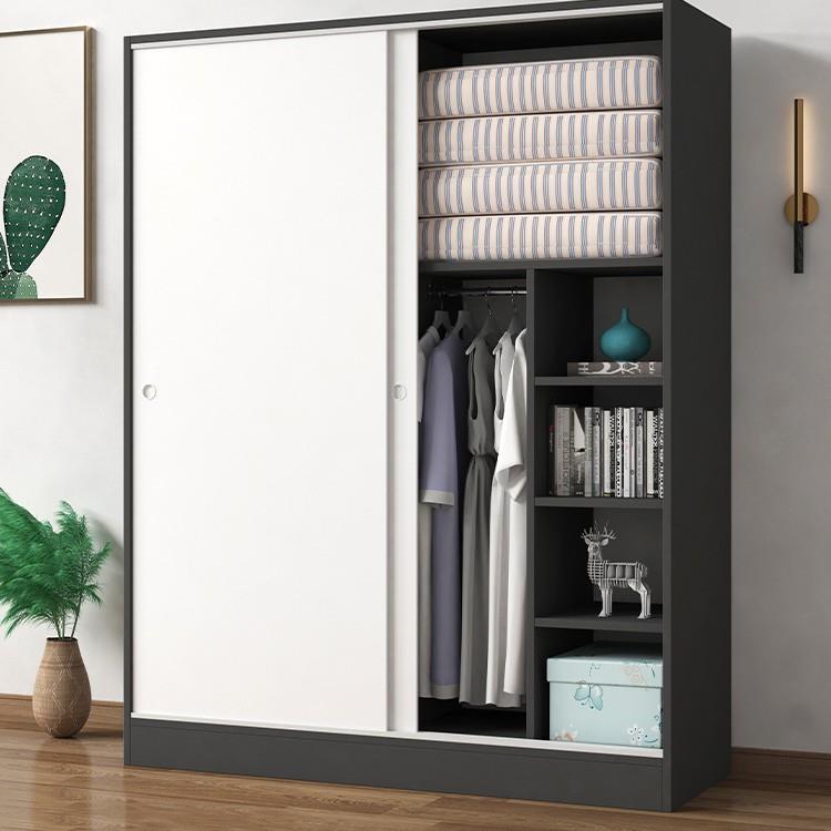 推拉门衣柜家用卧室出租房屋用简易组装小型收纳储物柜子实木衣橱