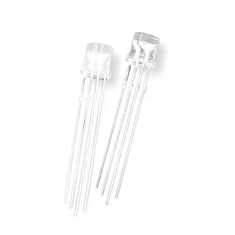 F5/5mm平头有边全彩RGB共阴 红蓝绿四脚RGB灯珠直插LED发光二极管