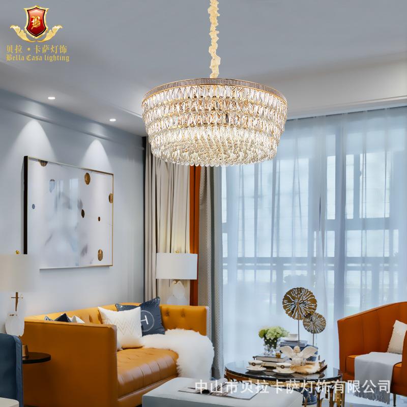 客厅水晶吊灯轻奢圆形水晶灯卧室餐厅吊灯酒店客房别墅灯具灯饰