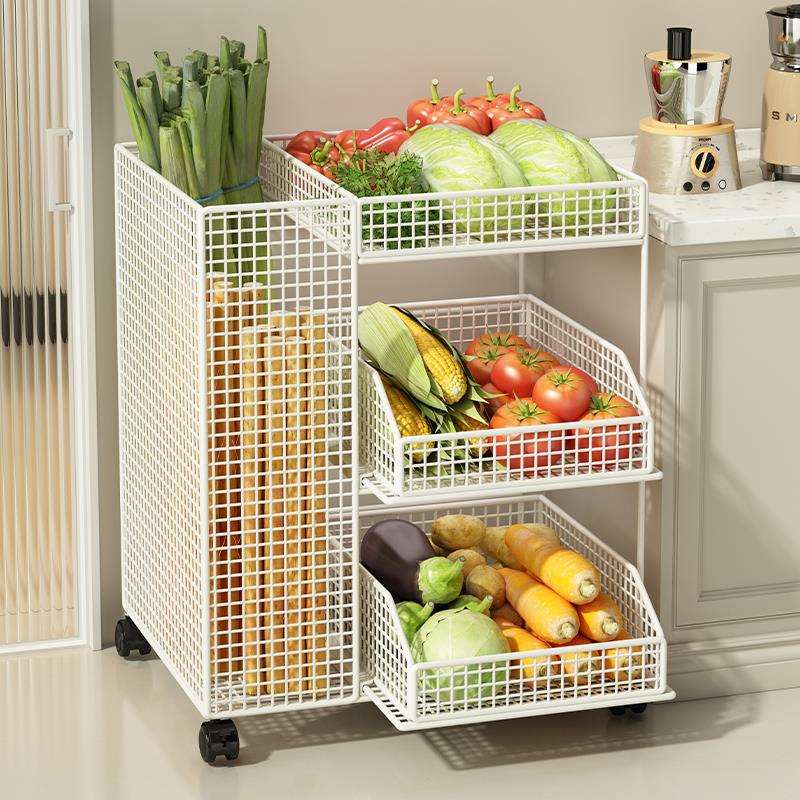 放菜菜篮子多层姜蒜果蔬大葱小推车厨房蔬菜水果置物架落地收纳筐