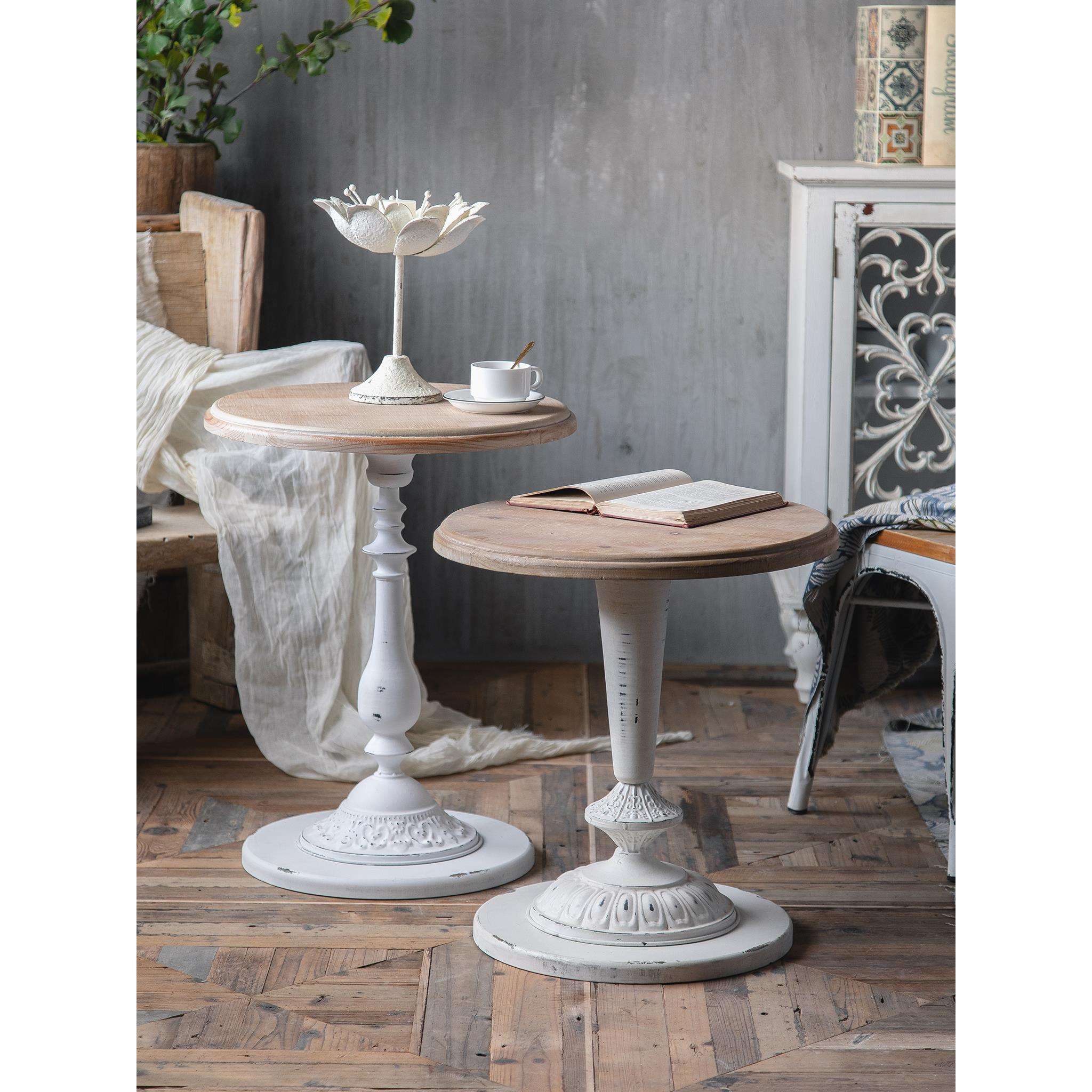 美式乡村茶几铁艺边几实木角几复古工业风阳台装饰圆桌子民宿