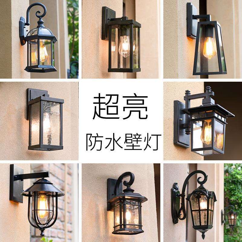 壁灯太阳能户外庭院灯超亮防水欧式走廊过道别墅接电外贸款墙壁灯