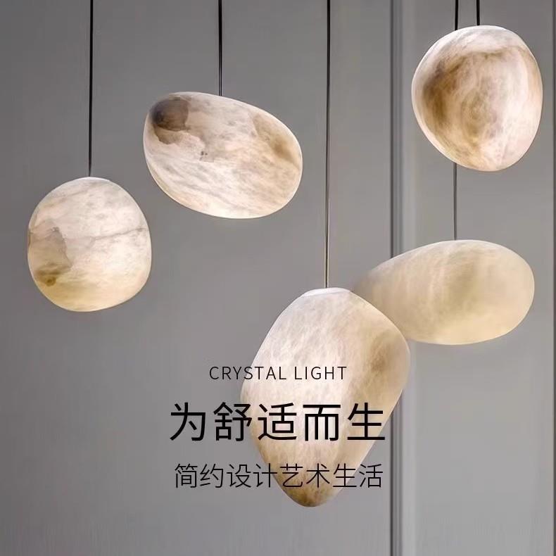 跨境圆形现代简约客厅设计师艺术餐桌吧台鹅卵石西班牙云石吊灯