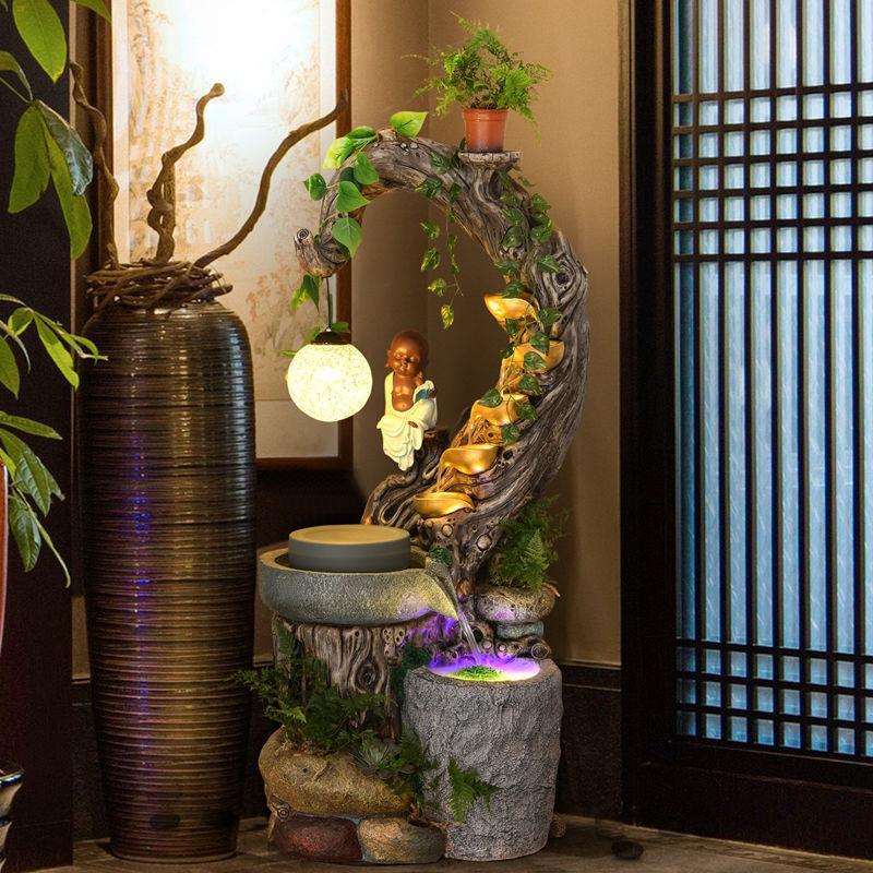 田园流水喷泉水景摆件落地客厅室内花园主题餐厅创意家居装饰品