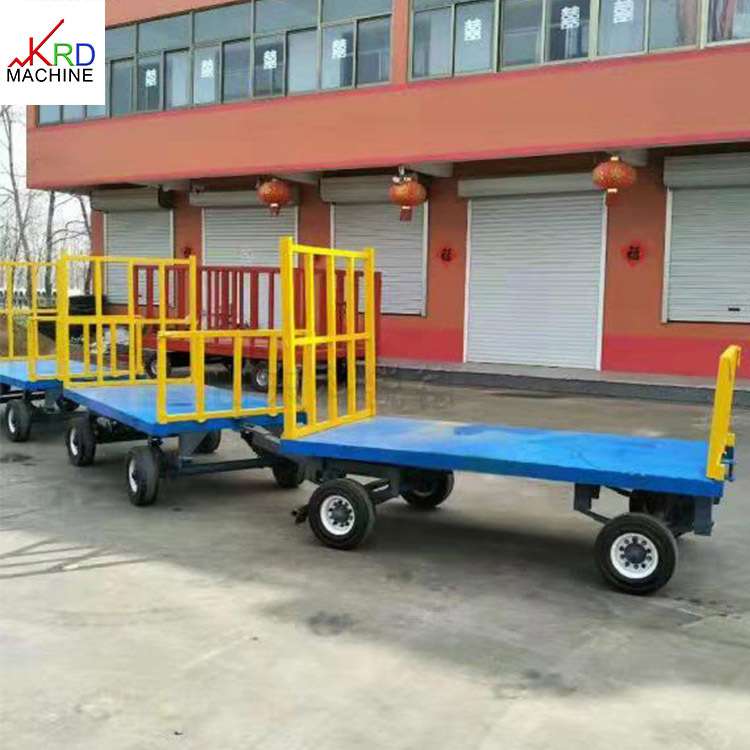 2T平板拖车 机场托运行李用牵引小拖车 货运站用平板托运小挂车