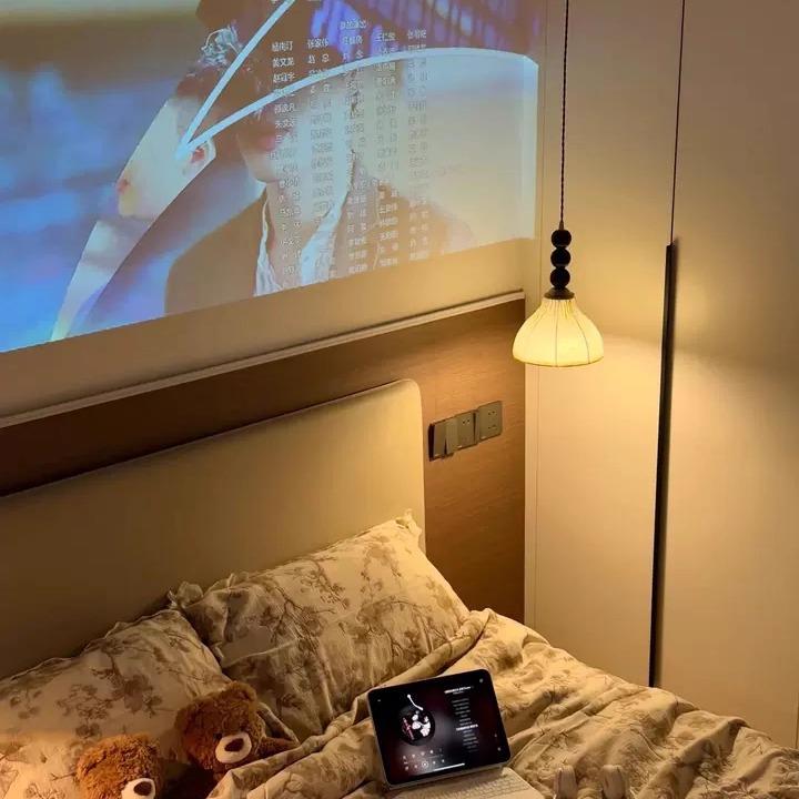 中古风卧室床头单头吊灯实木法式卧室布艺角落南洋风田园风吊线灯