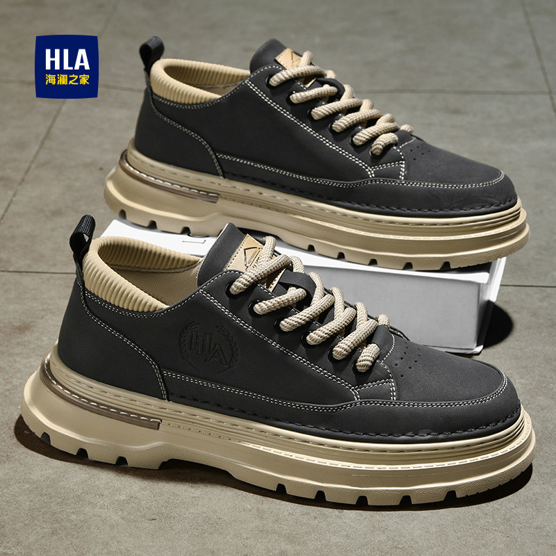 海澜之家马丁靴男款冬季2026新款真皮男士休闲复古英伦低帮工装靴