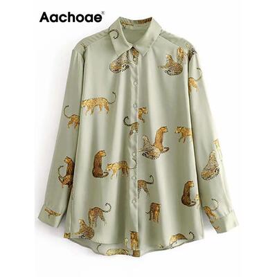 women shirt blouses top casual leopard office fashion lady