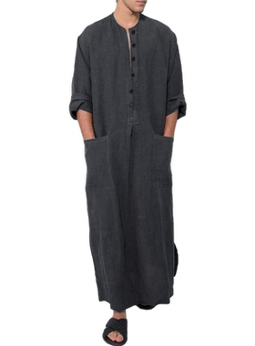 Men Islamic Thobe Pockets Robes Man Kaftan 男士宽松长袍衬衫