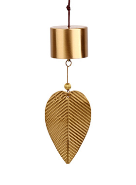 速发门缘阁黄铜风铃摆件树叶铃铛挂件醒铺大门开聚提店铜铃挂饰