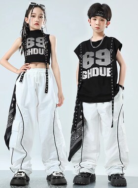 速发少儿袖士舞服装孩街舞潮服冲o裤无爵套装嘻哈炸街hiph锋p演出