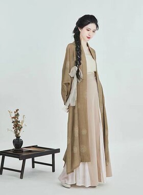速发衫制素干寺汉服改良对襟长宋夏宋抹吊带日常汉元长三裥裙两件