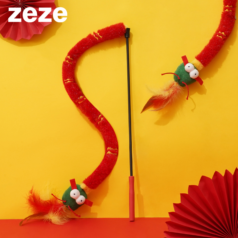 速发具龙神猫棒内置响纸长条杆猫咪自嗨羽毛逗猫玩逗用品大全