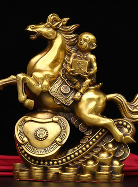 速发铜马上封侯摆件办生肖马铜候子家居纯公室饰装铜马到成功商务