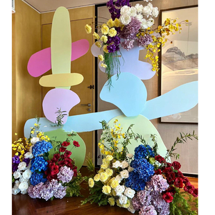 速发订晨宴布置装 饰多巴胺喜字超大迎道板结婚婚拍宾具背景墙