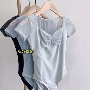 速发新款舞蹈服方领连体服体形服功体服成人芭蕾舞练操服