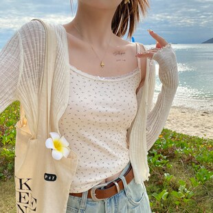 速发甜妹辣碎花小吊带背心2024纯款蕾丝新欲打底bm短款内搭上衣