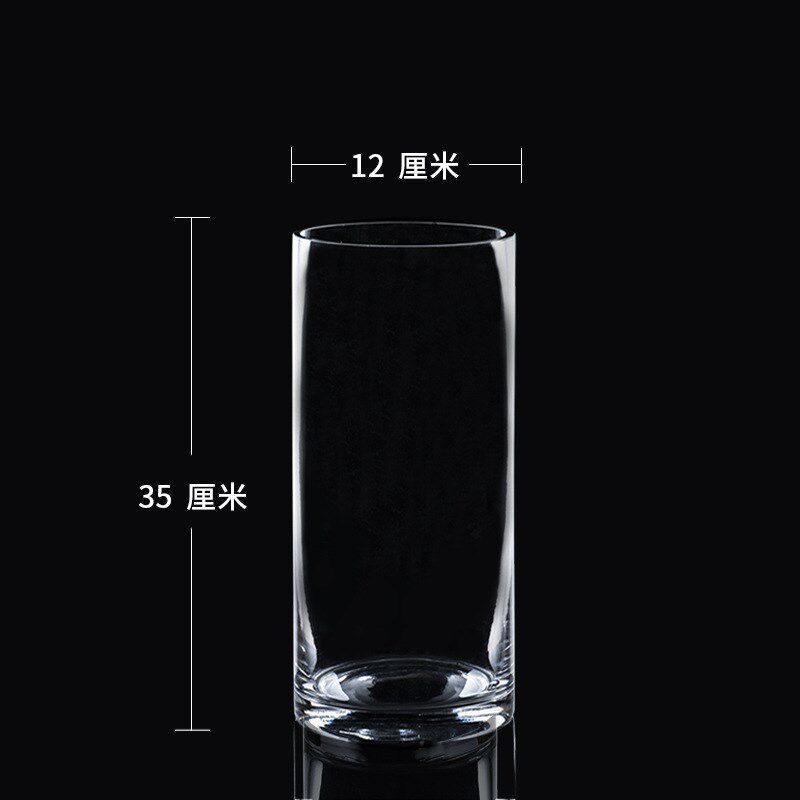 速发特大号落地圆柱花瓶直筒玻璃透明水养富贵竹水竹玫瑰百合插花