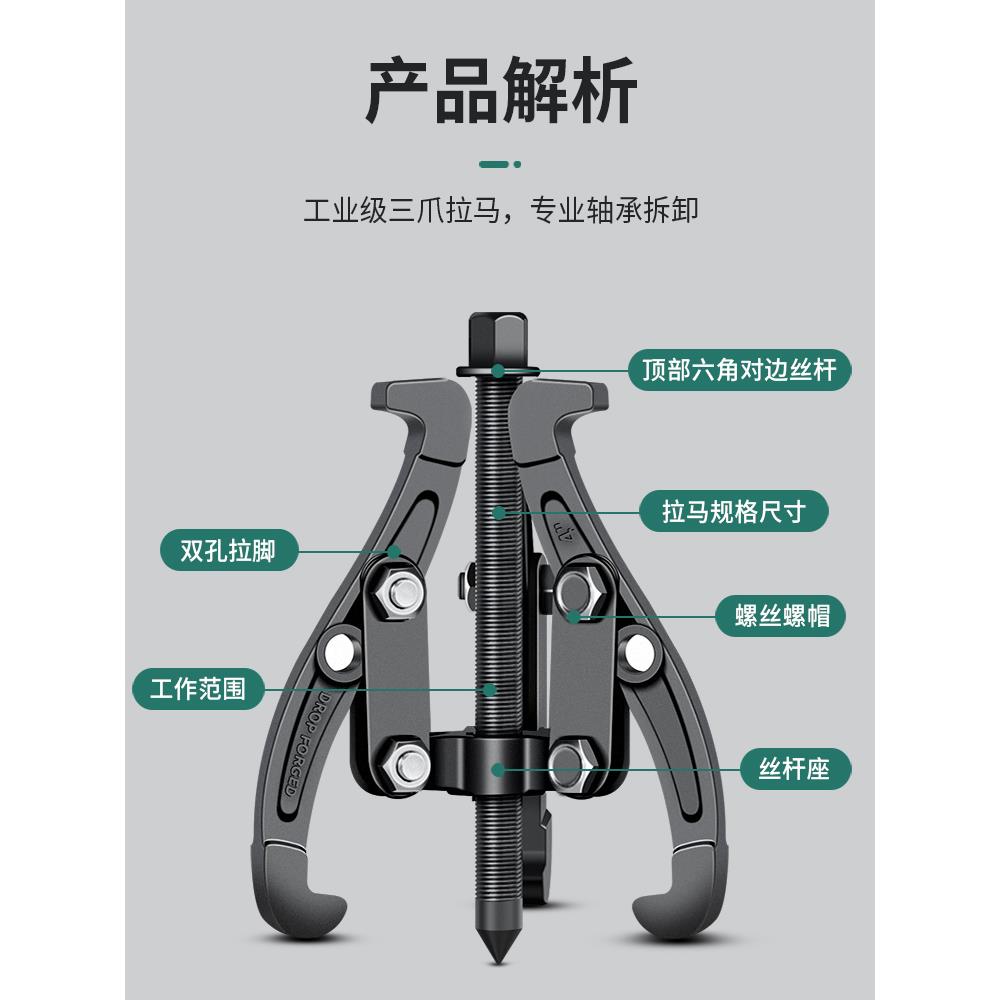 速发三爪拉马器轴承多功能三角拉玛拔轮拆取器拆卸取出工具拆轴承