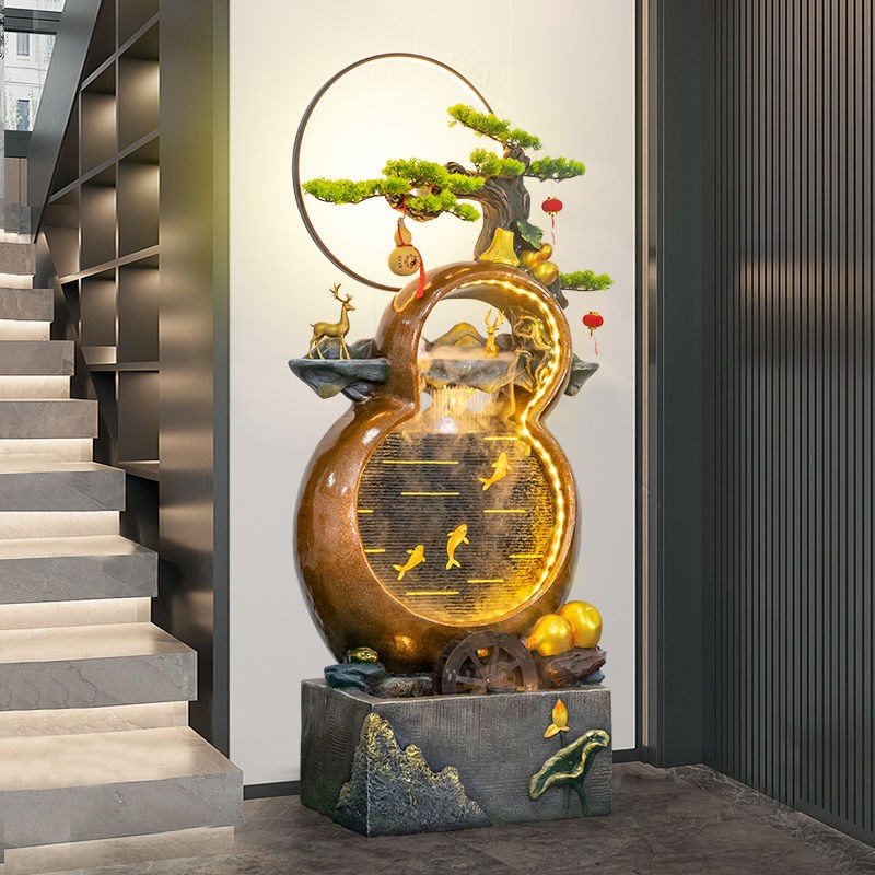 速发落地葫芦流水假山喷观招财摆件家居景泉室厅装饰品办公客开业