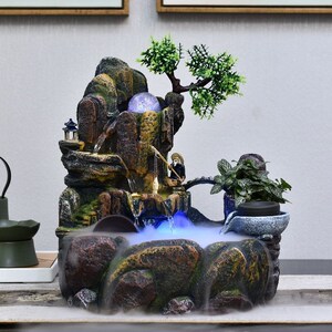 速发假山流水鱼泉摆件客厅办公室公司循环水招财缸喷创意开业乔迁