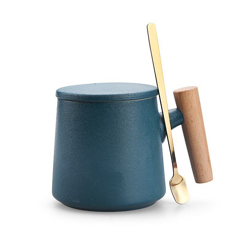 速发创意礼品个性陶咖瓷啡杯克杯带盖勺粗陶马子情侣水杯logo