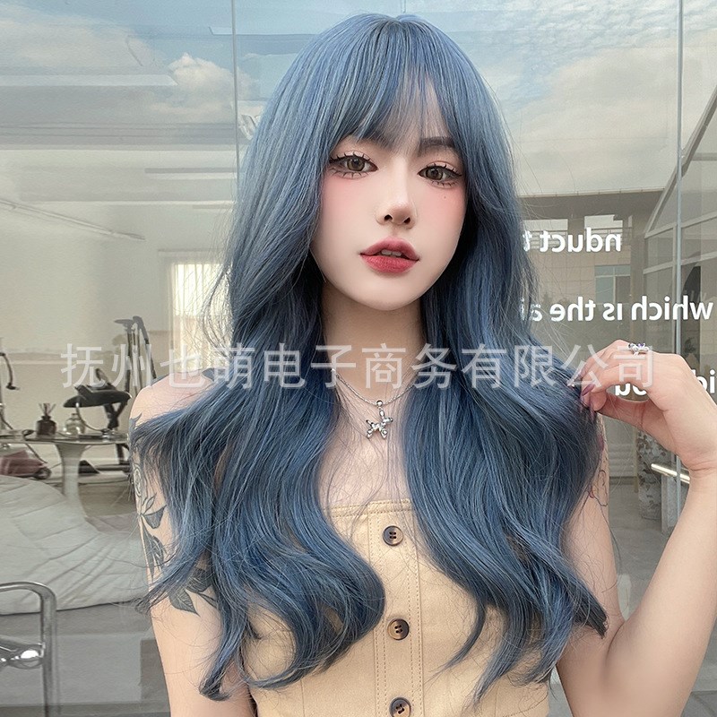 速发假发长浪雾霾蓝t大波发长卷发修脸Li色a蓬松自然全头套式