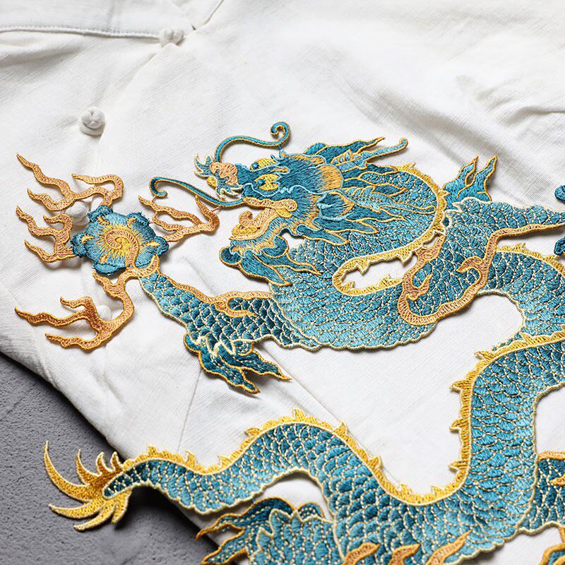 速发中国风刺绣布贴龙图案装饰补丁衣服破洞修补布艺配件缝制