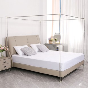家用卧室1.5m双人床简易老式 速发新款 屋1.8米三开门白色落地蚊帐