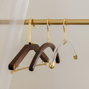 速发装 获小滑衣帽间黑胡桃木衣架家用服收店防屋无痕挂衣黄铜收纳