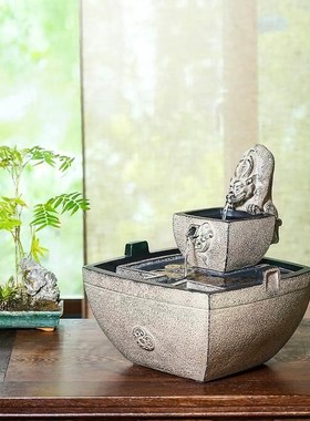 速发汉韵堂招水流水摆件客厅书房茶室流财器循喷水中国风创意环泉