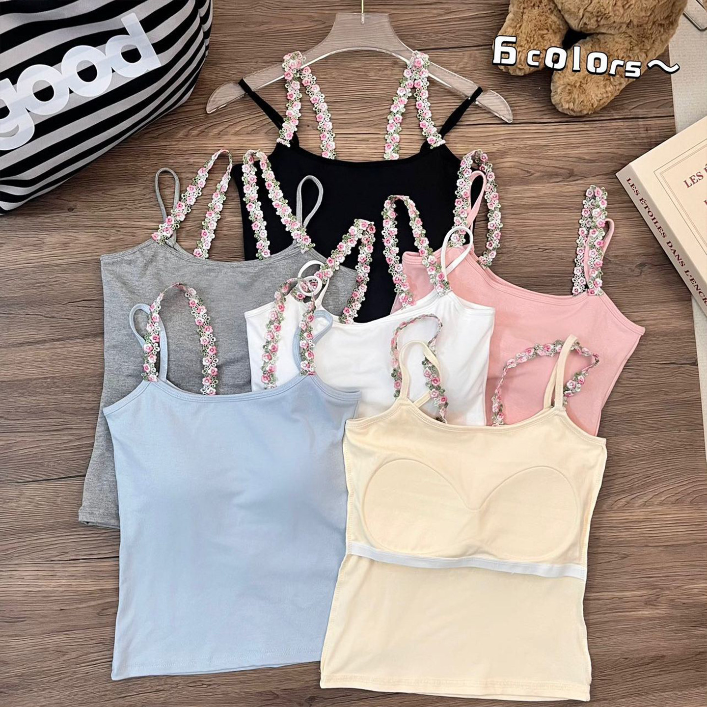 辣妹花朵粉色双肩吊带背心新款带胸垫修身设计短款纯欲风夏季上衣,女装/女士精品,背心吊带,淘宝优惠券,粉丝福利购,淘宝优惠卷