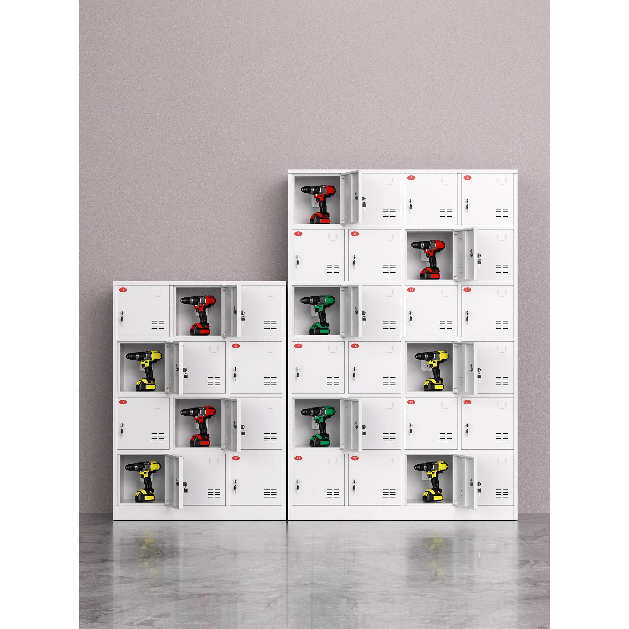 电动工具充电柜工地对讲机储物柜42门手钻锂电池集中充电柜