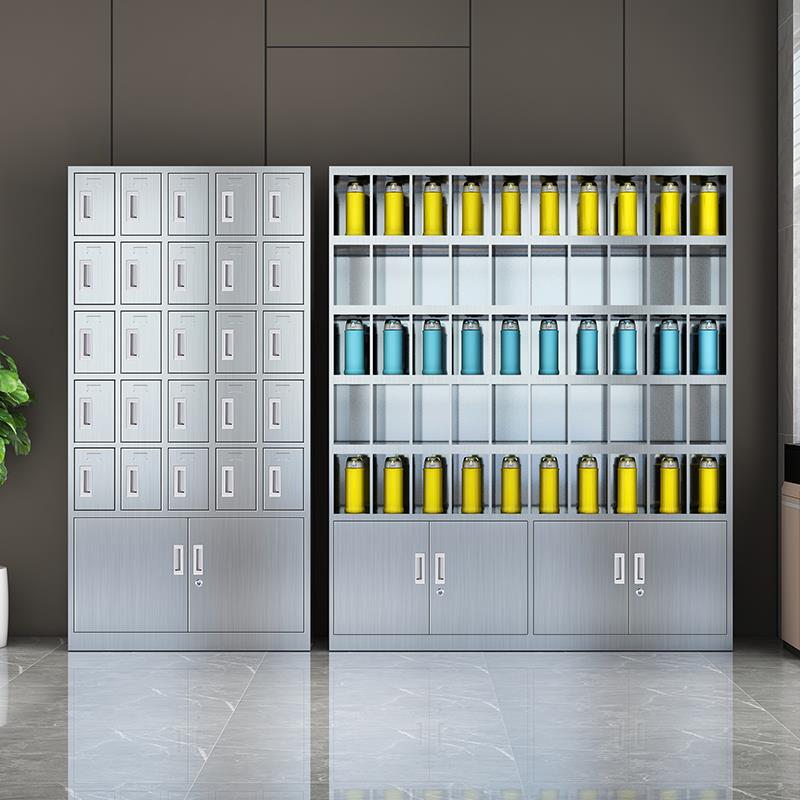 不锈钢柜子工厂车间员工水杯储物柜多格茶杯存放置物柜收纳架定制