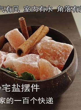 粗盐净宅盐套装天然海盐椰子碗净化消磁净化风水摆饰搬家乔迁玄关