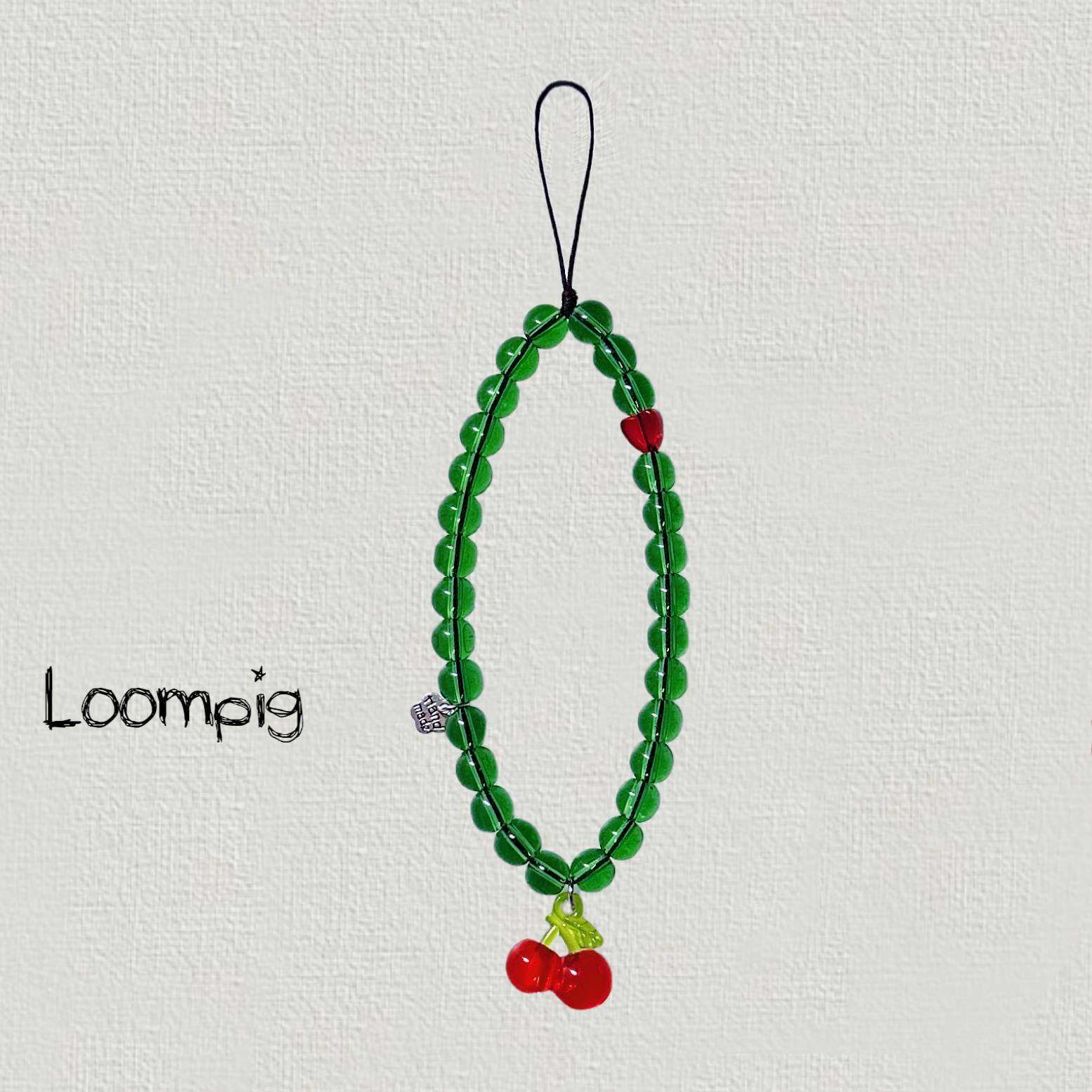 LOOm Pig《红了樱桃》琉璃珠红绿樱桃透色手机链原创手作