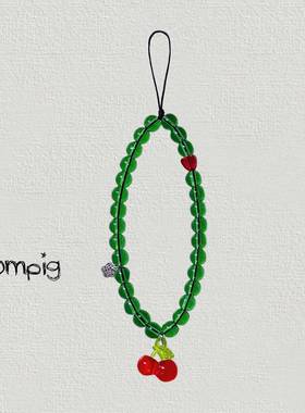 LOOm Pig《红了樱桃》琉璃珠红绿樱桃透色手机链原创手作