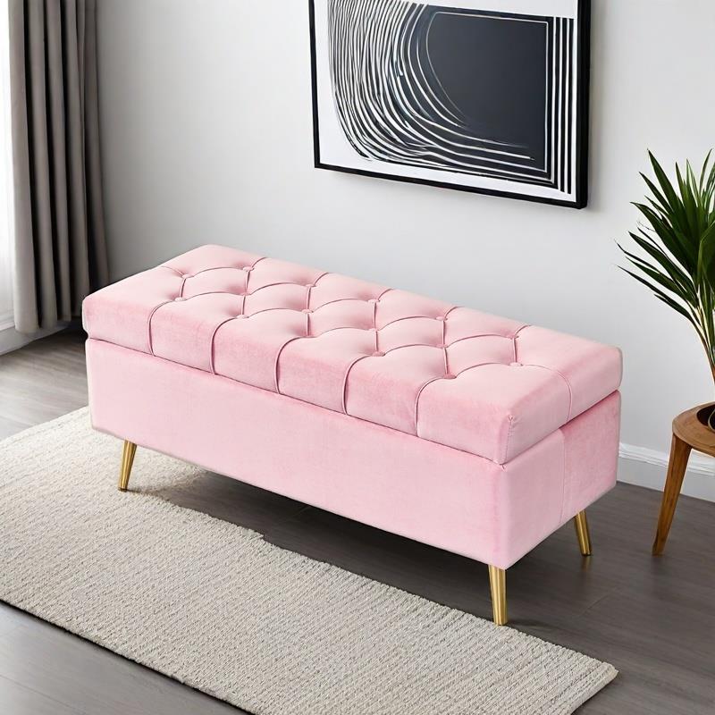 入户换鞋凳家用门口收纳凳储物箱卧室床尾凳服装店长方形沙发凳子