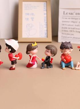 创意情侣摆件结婚装饰创意礼品微景观装饰品蛋糕生日圣诞礼物公仔