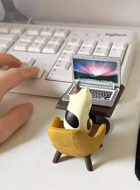 打工猫桌面工位摆件创意mini可爱情绪稳定女生桌上工位神器装饰品