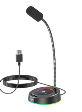莱库Mc01发光金属USB麦克风电脑麦克风主播卡拉ok游戏会议麦克风