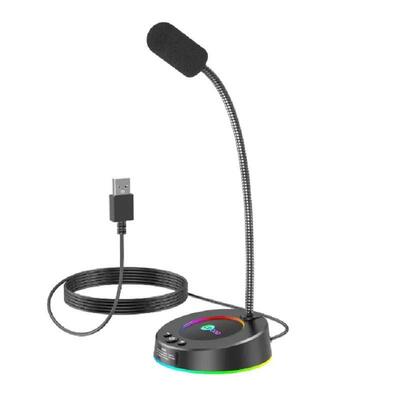 莱库Mc01发光金属USB麦克风电脑麦克风主播卡拉ok游戏会议麦克风