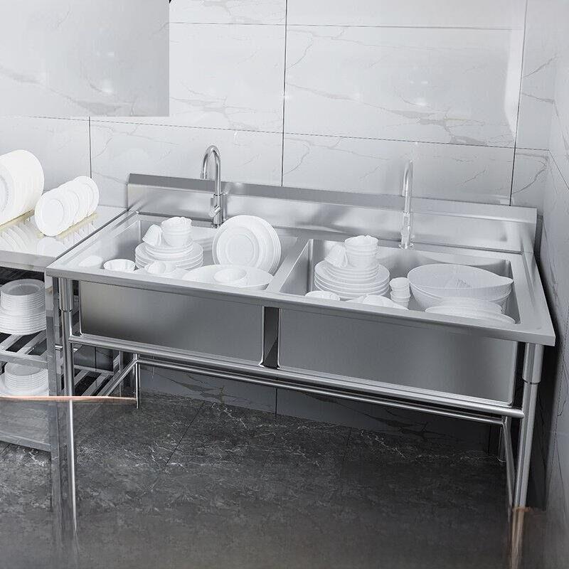 厨房304不锈钢水槽水池食堂厨房双池洗碗洗菜盆洗衣池商用一体池